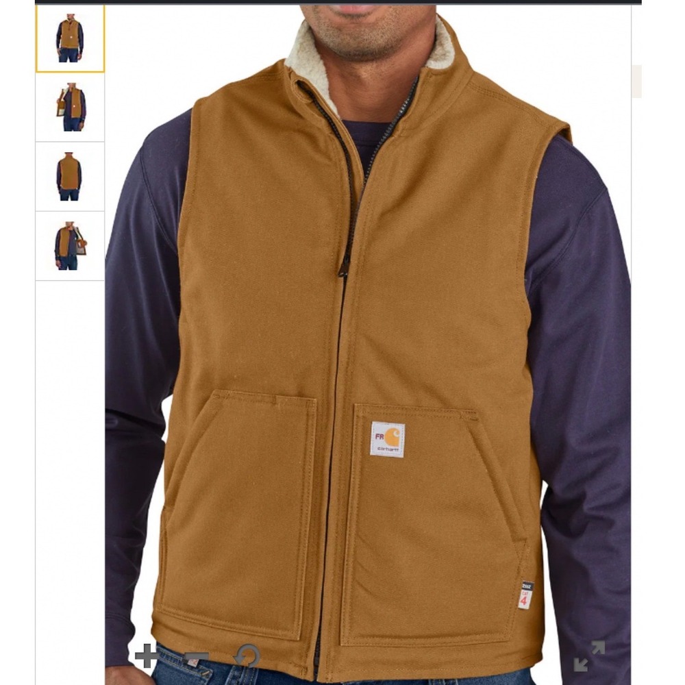 Carhartt FR Duck Sherpa-Lined Mock Neck Vest Brown Large Tall New With Tags